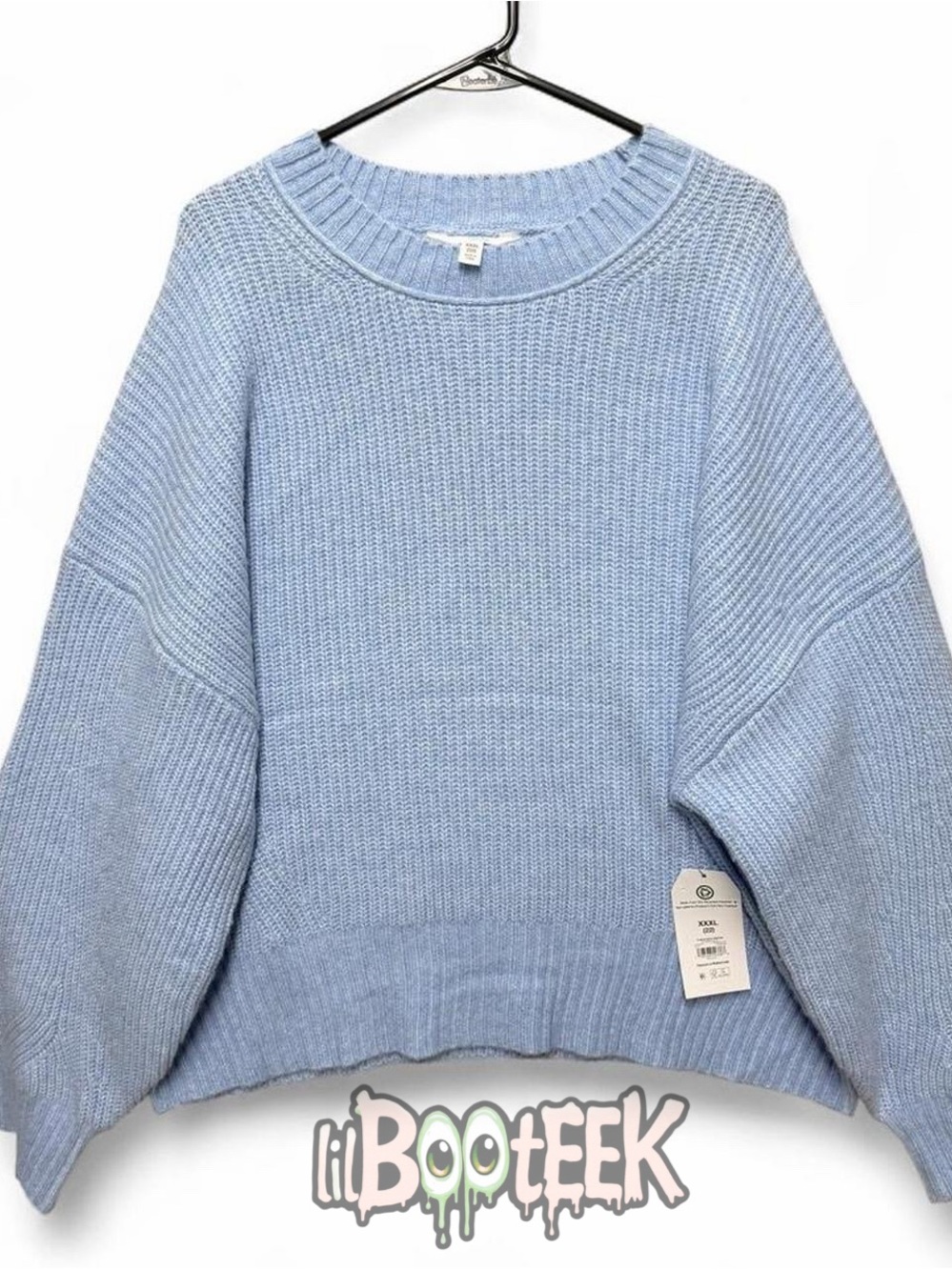Time and Tru Light Blue Crewneck Chunky Knit Sweater